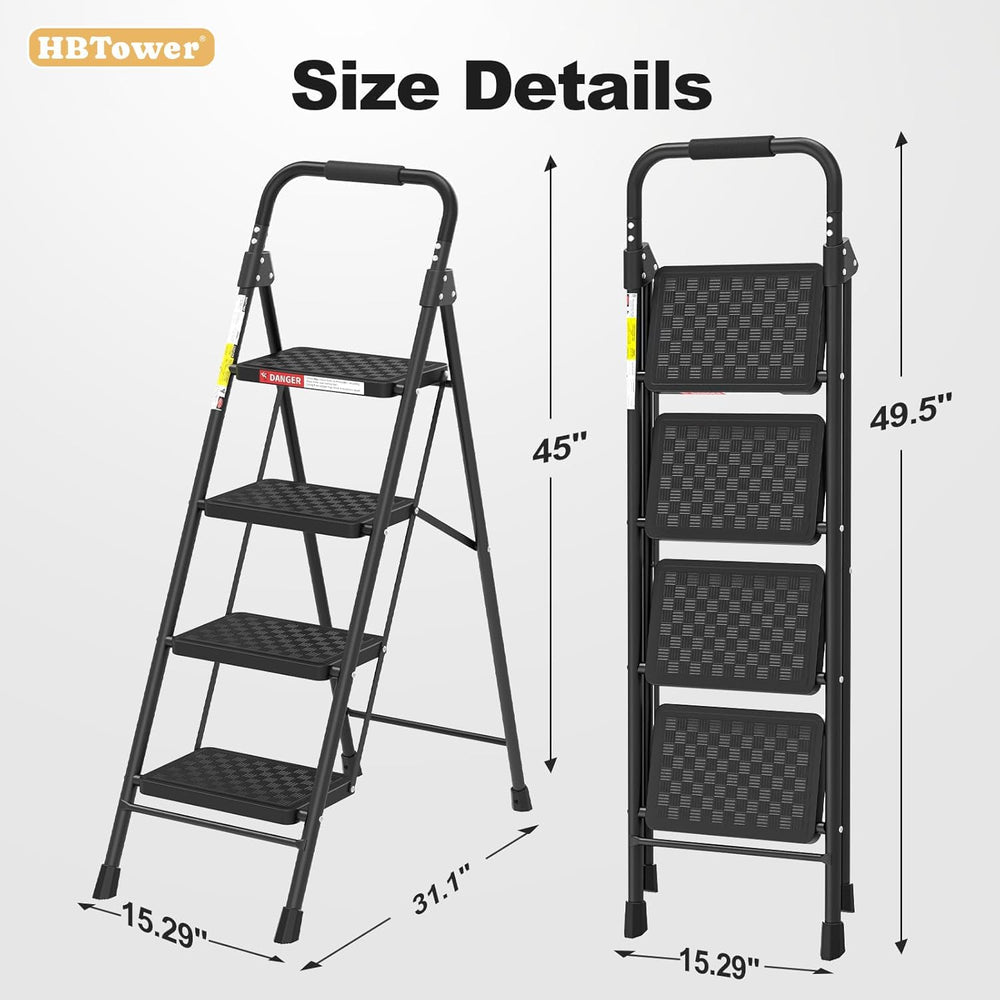HBTower 4 Step Ladder with Wide Anti-Slip Pedal and Cushioned Handle