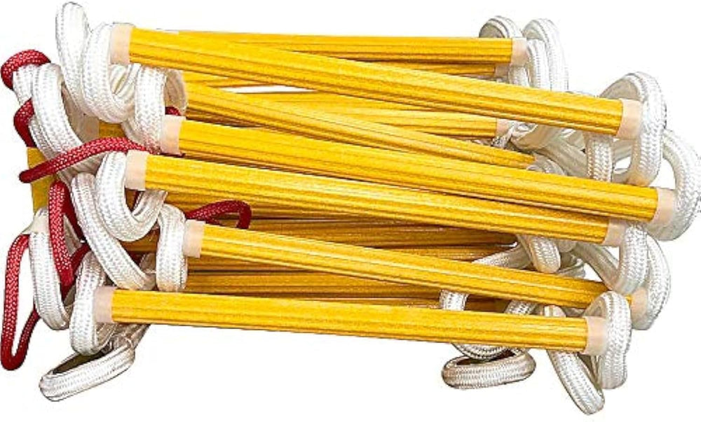Fire Evacuation Rope Ladder, 4-Story, 32 ft, Spring Hooks & Safety Cord
