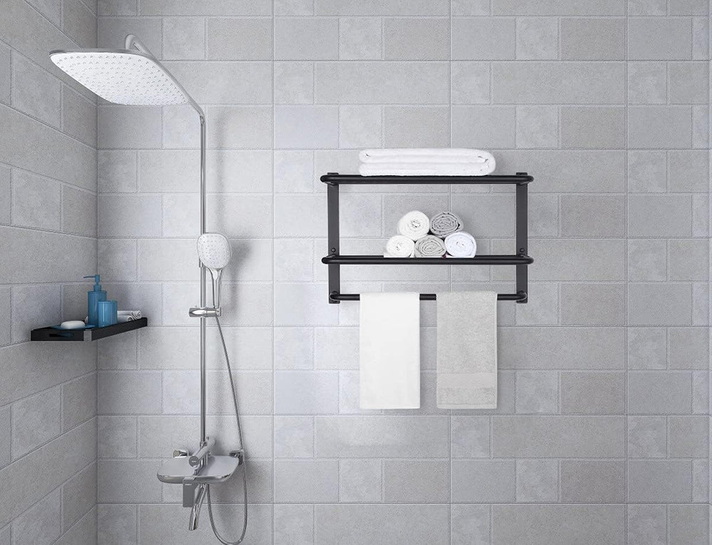 3-Tier Bathroom Towel Rack, SUS 304 Wall Mount, Matte Black