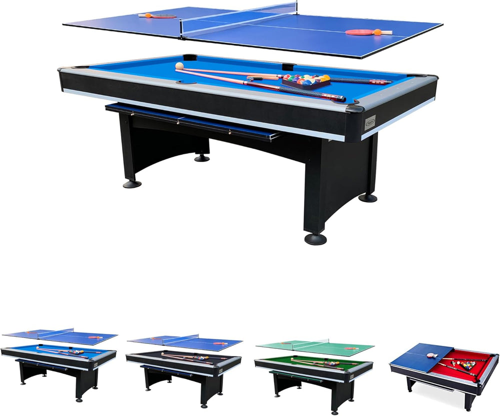 RACK Scorpius 7-Foot Multi-Game Pool Table - Full-Size Billiards with Table T...