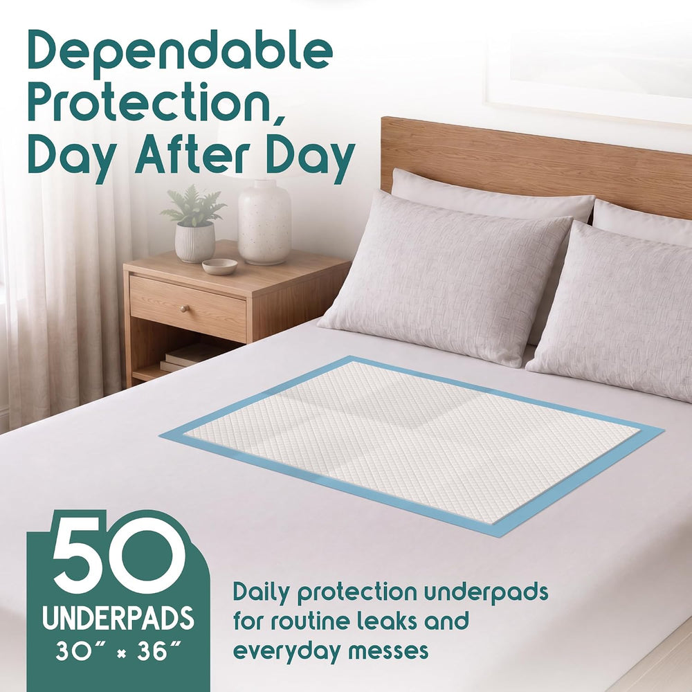 Inspire Brand Disposable Underpads Value Pack 30" x 36" Case of 50