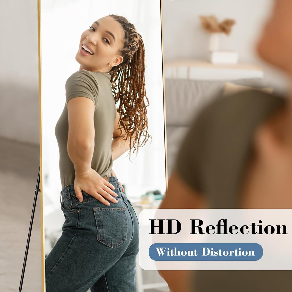 DUMOS 64"x21" Full Length Mirror with Stand, Full Body Floor Mirror