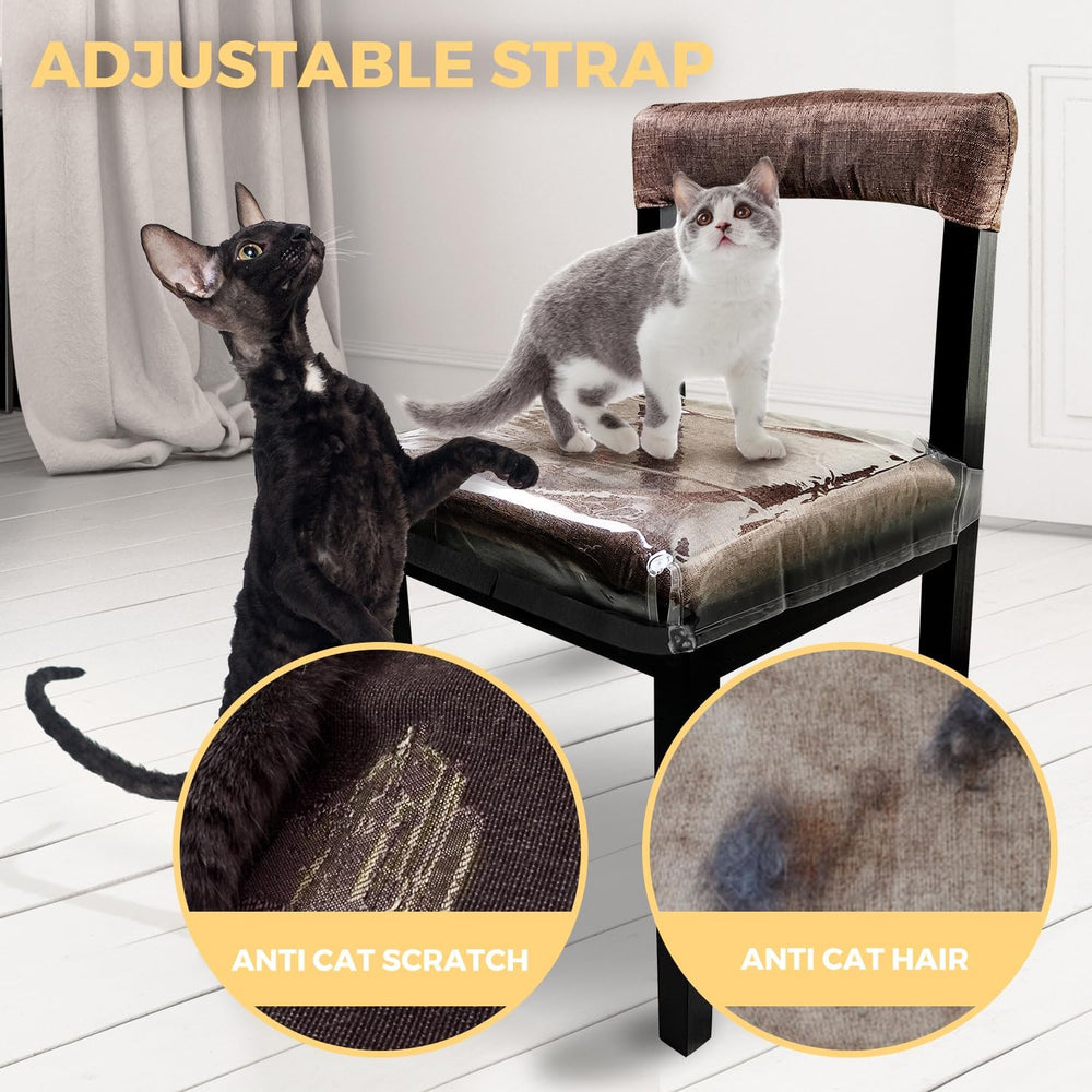 4 Pack Large Plastic Chair Covers for Dining Room, Clear Chair Seat Protector...