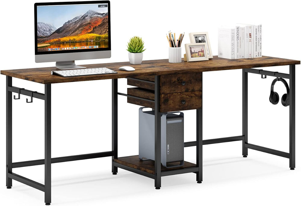 Tribesigns 78.74’’ Two Person Desk with 2 Drawers, Long Double Computer Desk ...