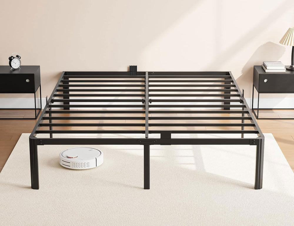 King Metal Bed Frame 14 Inch, Heavy Duty Platform, No Box Spring Needed