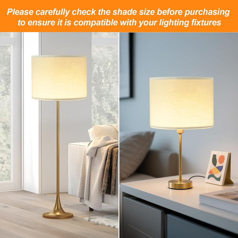 White Lamp Shades Set of 2 for Table Lamps, Large Drum Lampshades, 13 Inch To...