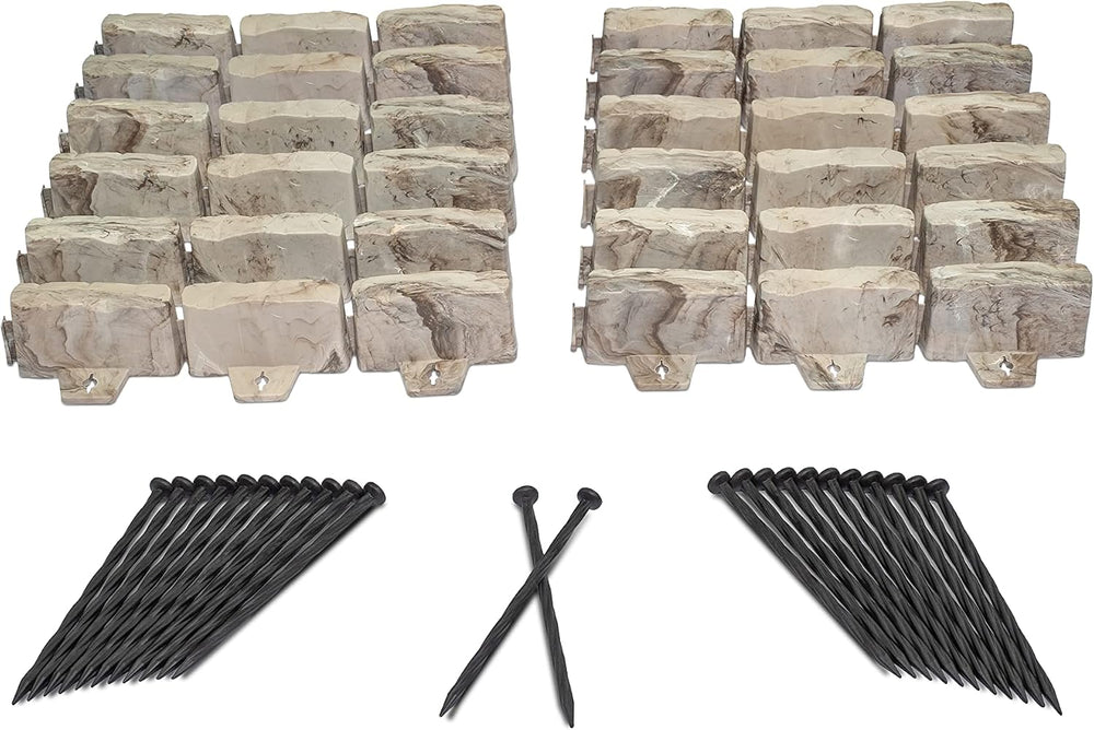 EasyFlex No-Dig Landscape Edging with Anchoring Spikes, 2.7 in Tall Decorativ...