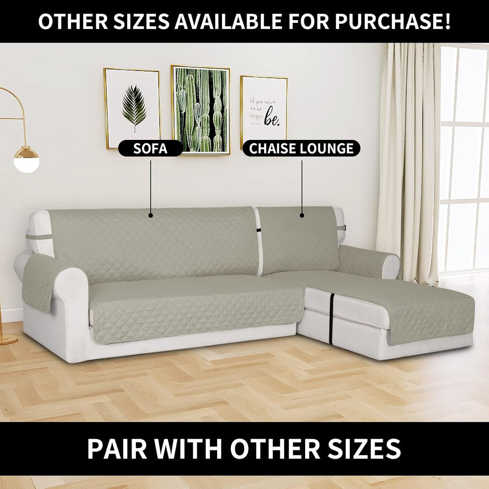 Easy-Going Reversible Couch Cover, Chaise Lounge, Beige/Beige