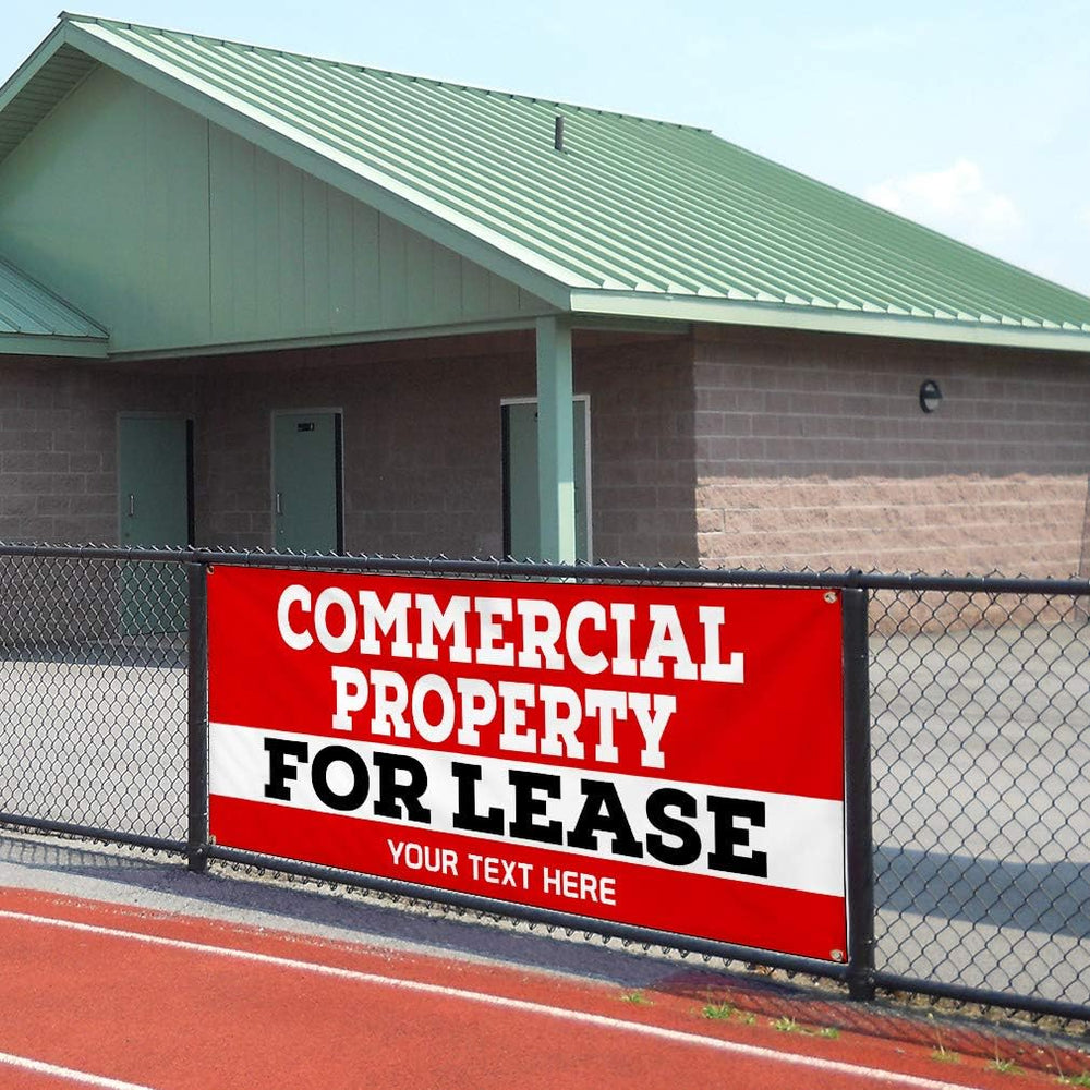 Custom Vinyl Banner Commercial Property For Lease 4 Grommets 24x48Inches