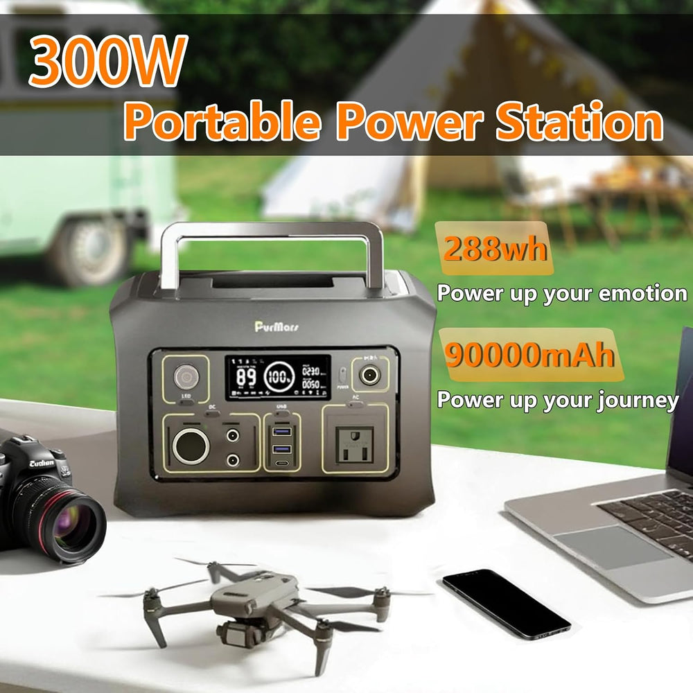 300W Portable Power Station (Peak 500W),LiFePO4 Solar Generator