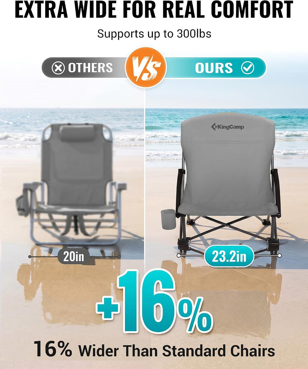 KingCamp High Beach Chairs 2 Pack, Folding Portable Chairs for Adults