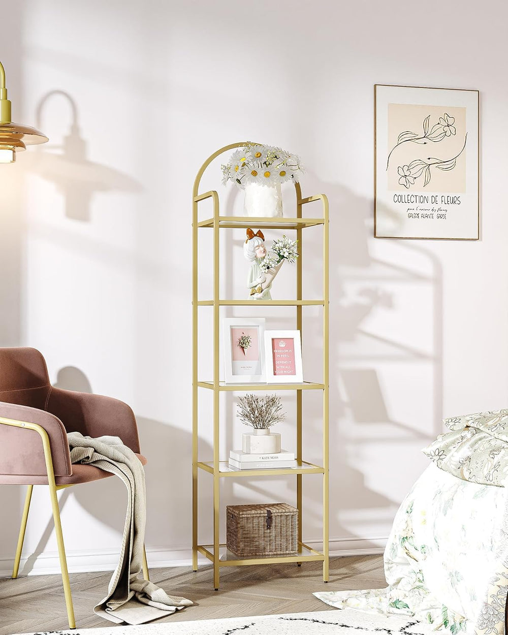 Hzuaneri Bookcase Bookshelf, Tempered Glass Bookshelves