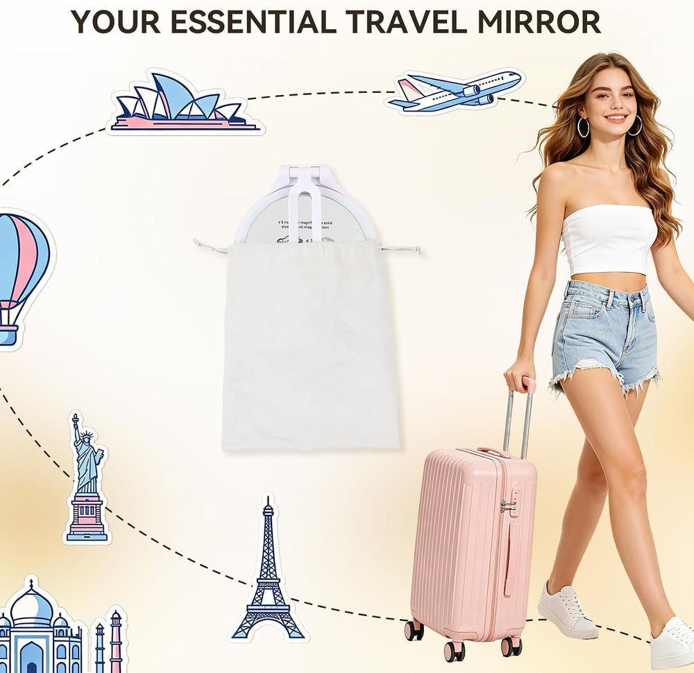 Travel Makeup Mirror with Lights 1X/40X Magnification 3 Color Light TA648