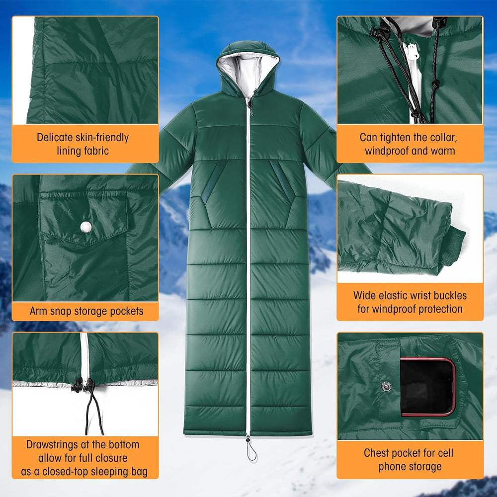 Macarrie Cold Weather Wearable Sleeping Bag for Adults with Sleeves