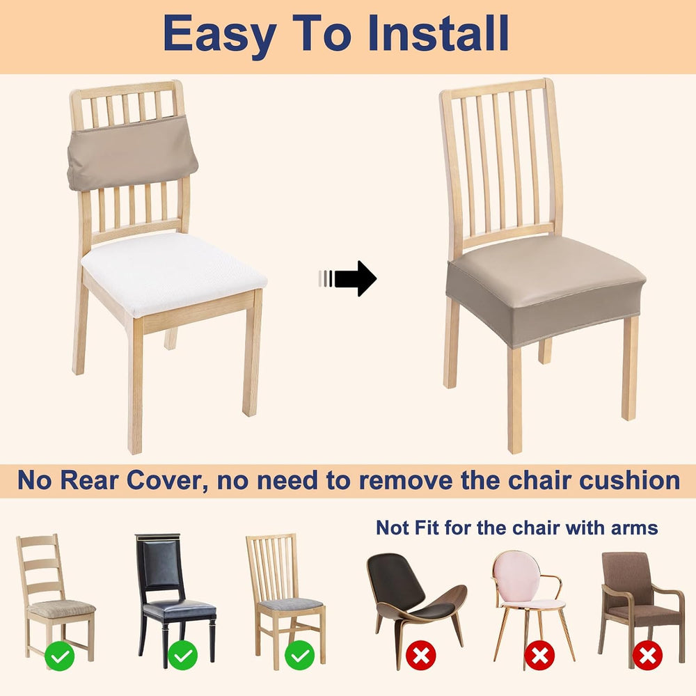 Smiry Waterproof Pu Leather Seat Covers for Dining Room Chairs Set of 8