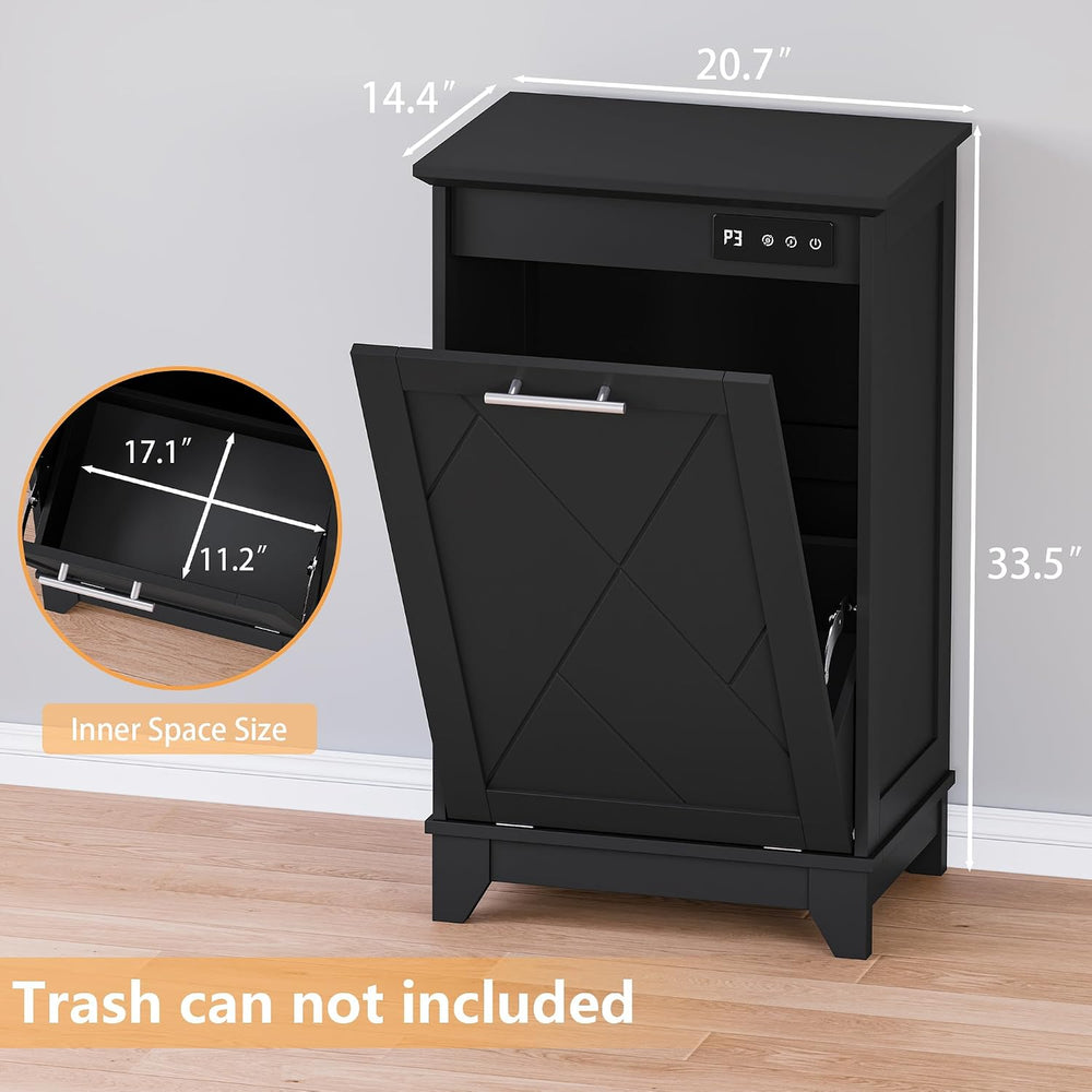 BORNOON Tilt Out Trash Can Cabinet, Hidden Trash Can Cabinet with Odor Contro...