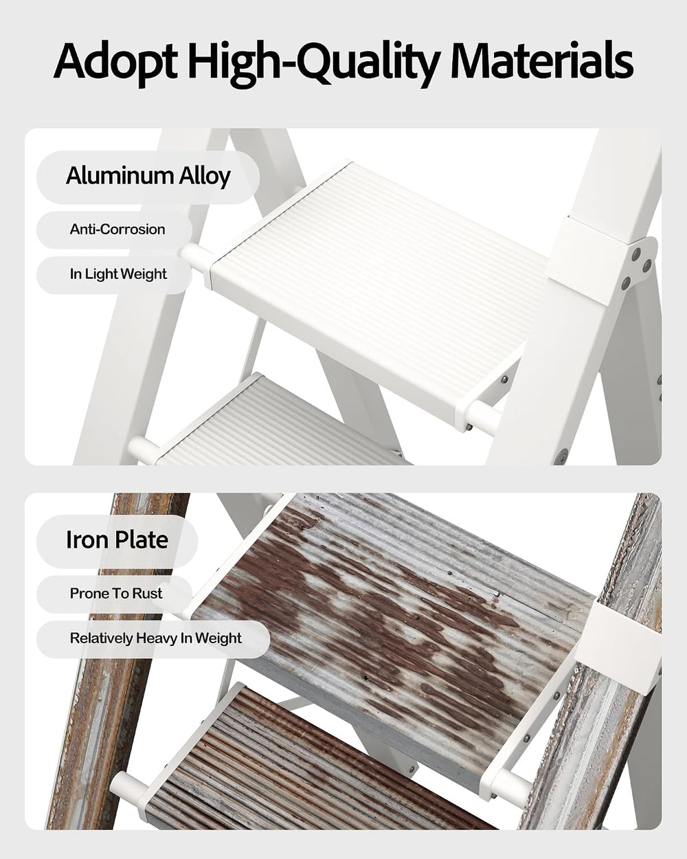 5 Step Ladder Foldable, Lightweight Aluminum Step Stool