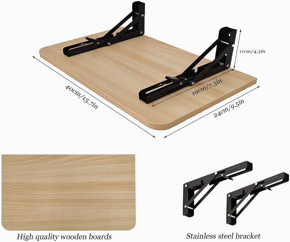 15.7" Floating Wall Shelf, Heavy-Duty Foldable with Bracket