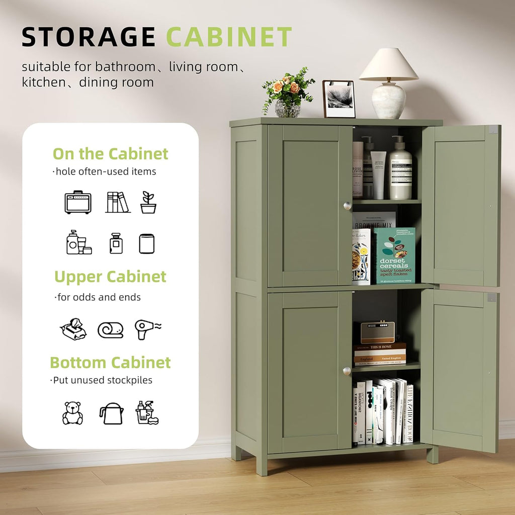 Vongrasig 43" Bathroom Storage Cabinet, Floor Cabinet with Doors, Green