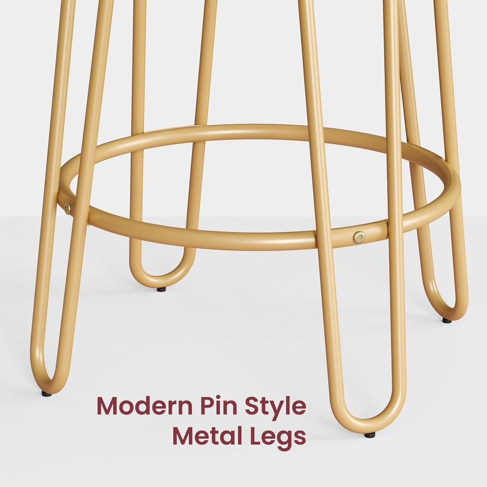 Yaheetech Bar Stools Set of 4, Velvet Counter Stools, Gold Metal Legs, Gray