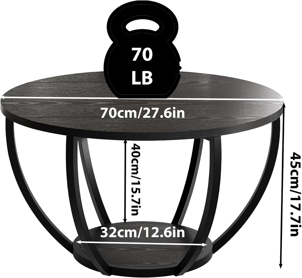 HOMERECOMMEND Round Coffee Table,Accent Center Table for Living Room,Black