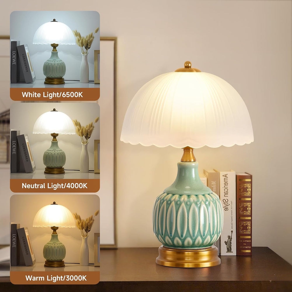 Table Lamps Ceramic Retro Lamp for Living Room,15." Modern Bedside Night...