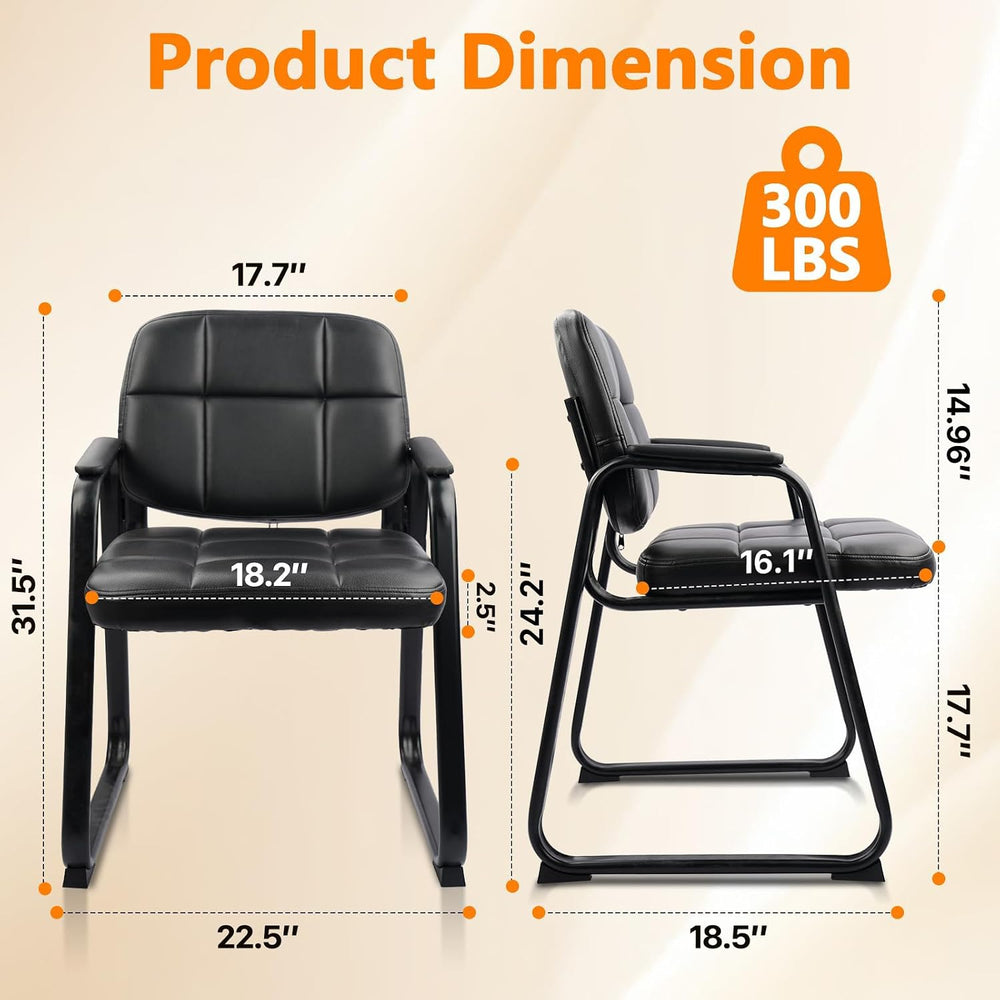 CLATINA Waiting Room Guest Chair with Bonded Leather Padded Arm Rest for Offi...