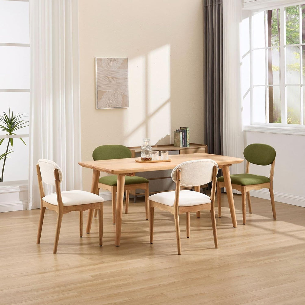 ROCITY White Dining Chairs Set of 8 Wood Farmhouse Dining Room Chairs Chenill...