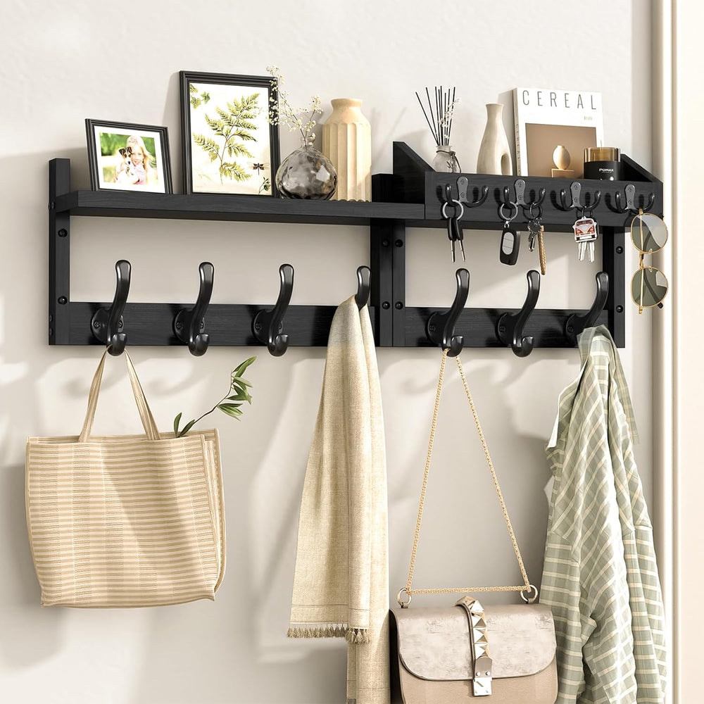 Evermagin 29" Coat Rack Wall Mount with Shelf & 11 Hooks, Entryway, ...