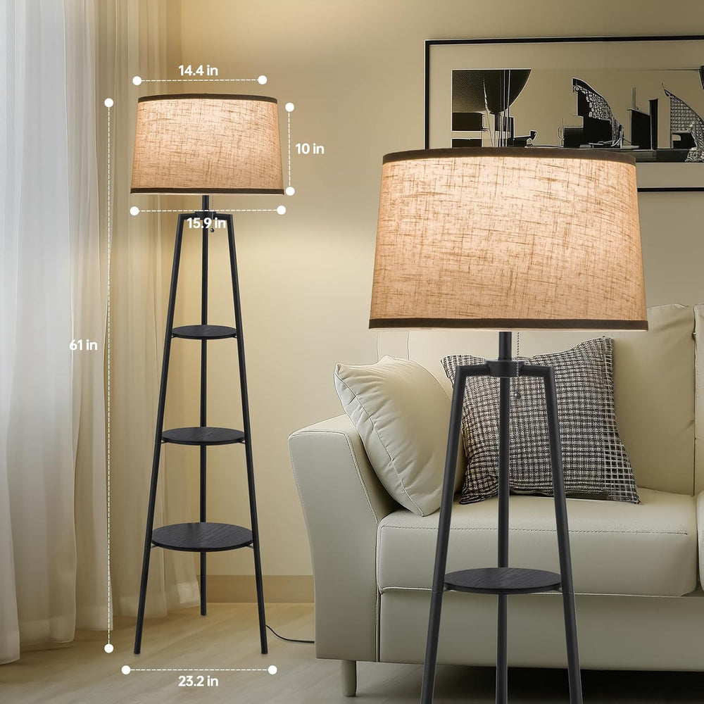 EOEYYOYB 3 Tier Shelf Floor Lamps for Living Room, Modern Standing Lamp with ...