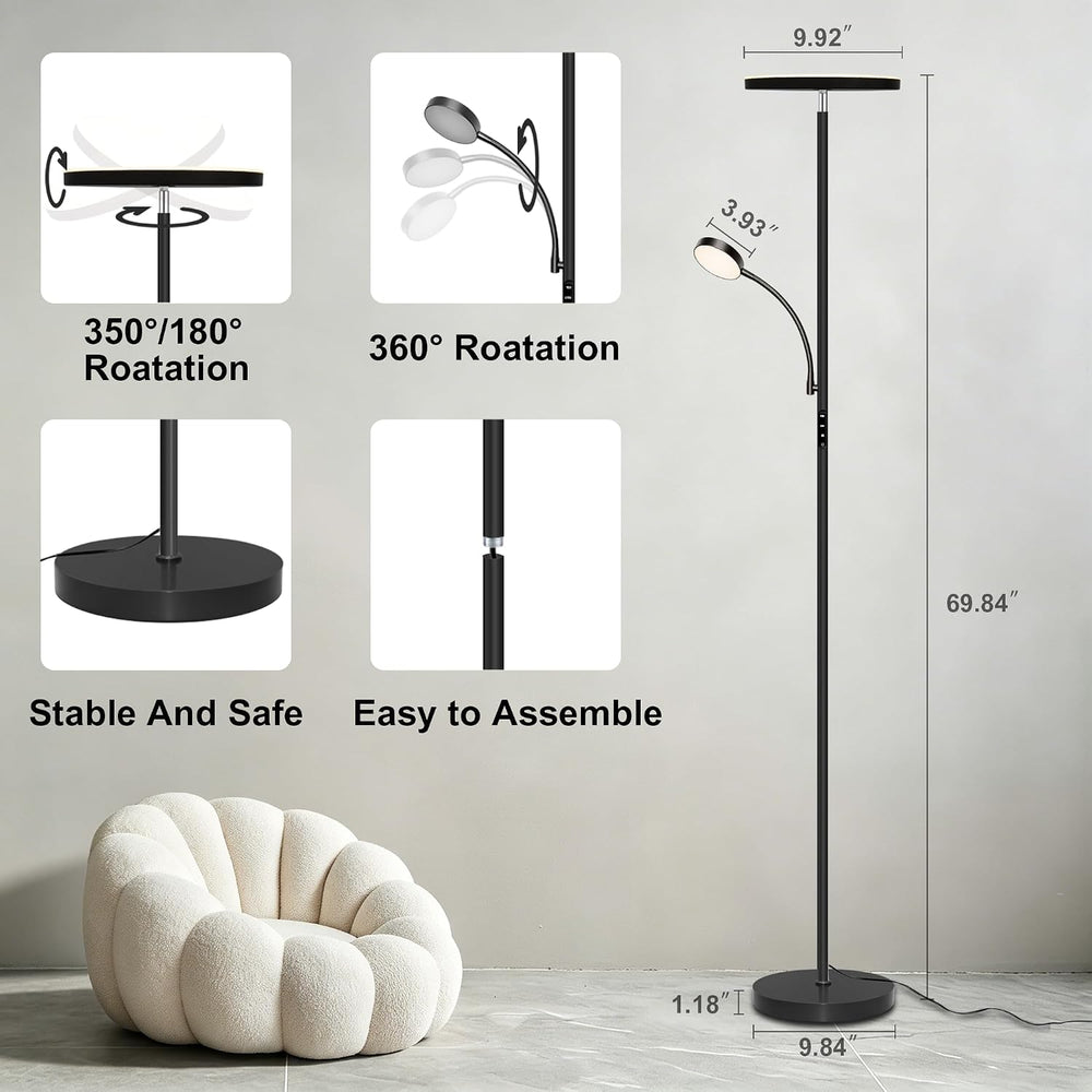 Floor Lamp-42W/4200LM Super Bright Floor Lamp,Dimmable 2-in-1 LED Floor Lamp ...