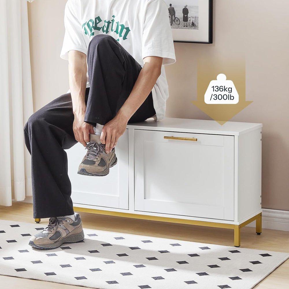 HOOBRO Shoe Bench with Storage, Shoe Storage Bench with 2 Flip Drawers