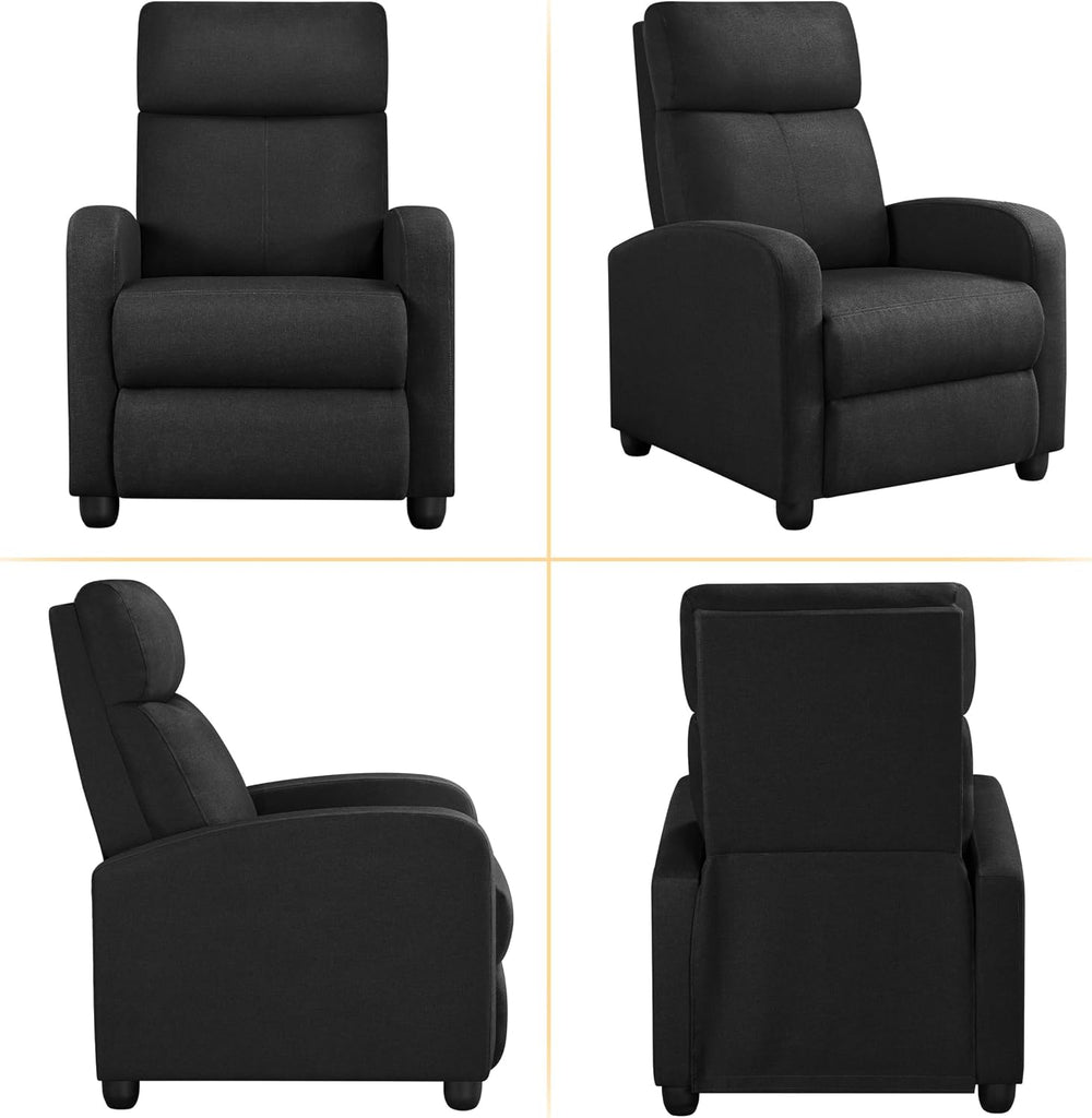 Yaheetech Recliner Chair with 3 Adjustable Angles Living Room Chairs Black