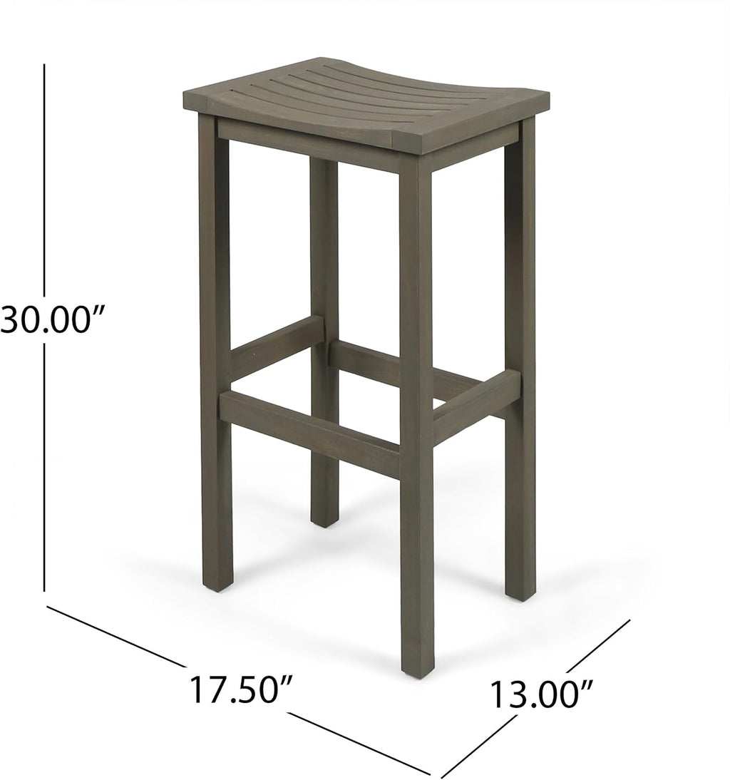Christopher Knight Home Caribbean Outdoor 30" Acacia Wood Barstools, 4-Pcs Set, Grey Finish