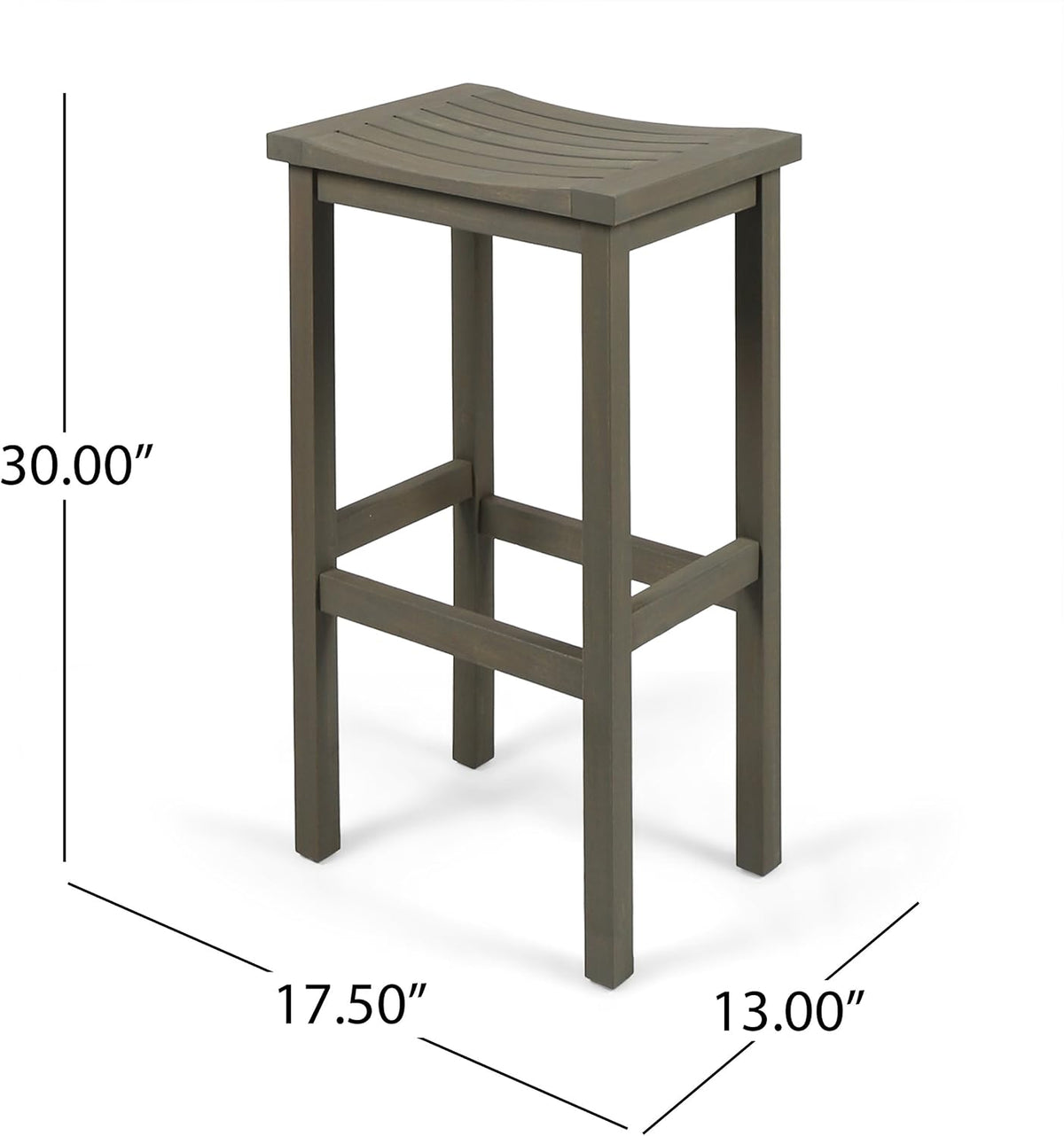 Christopher Knight Home Caribbean Outdoor 30" Acacia Wood Barstools, 4-Pcs Set, Grey Finish