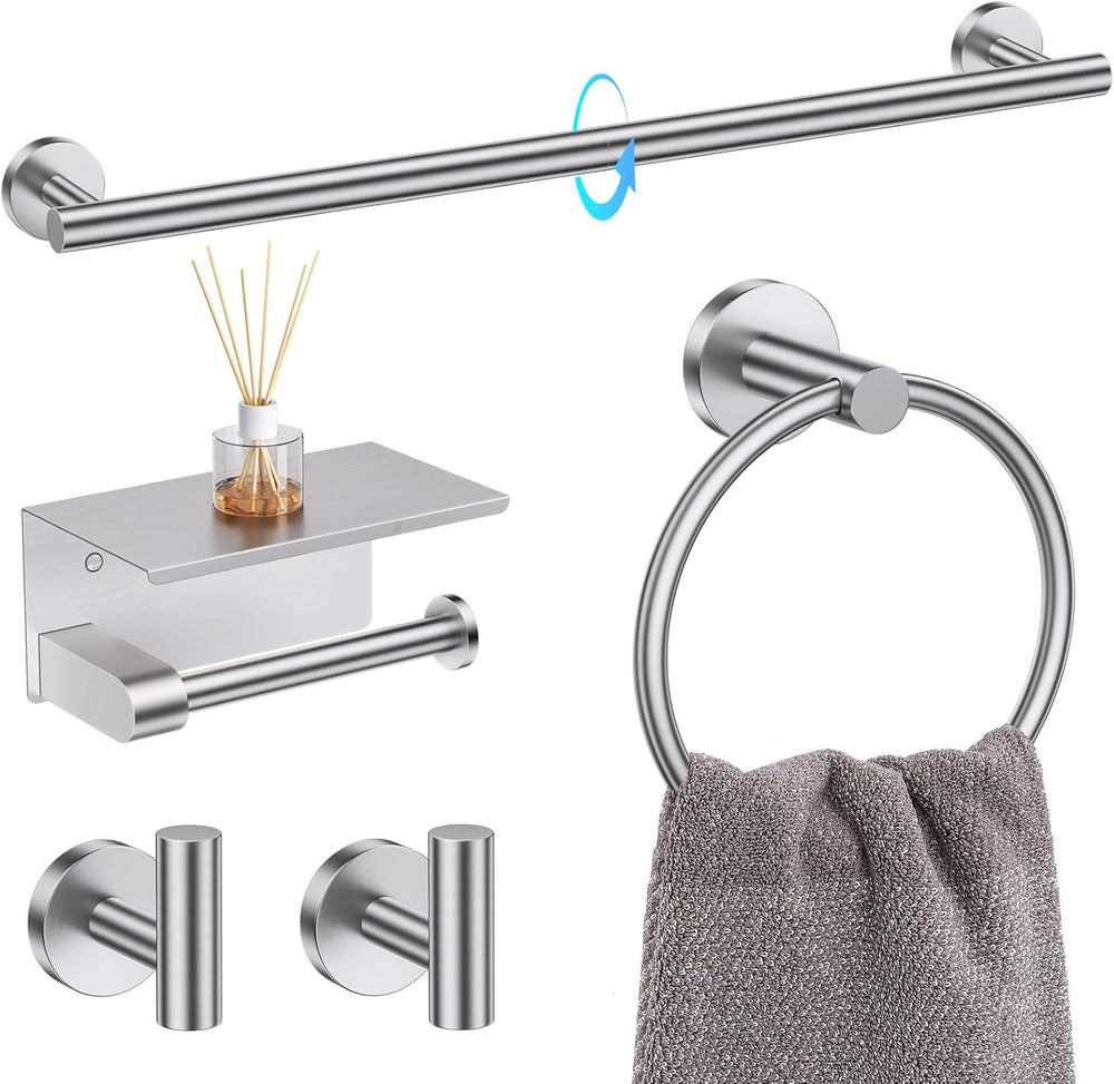 TQKAG 5 Piece Towel Bar Set, 23.6 Inch Brushed Nickel Bathroom Accessories