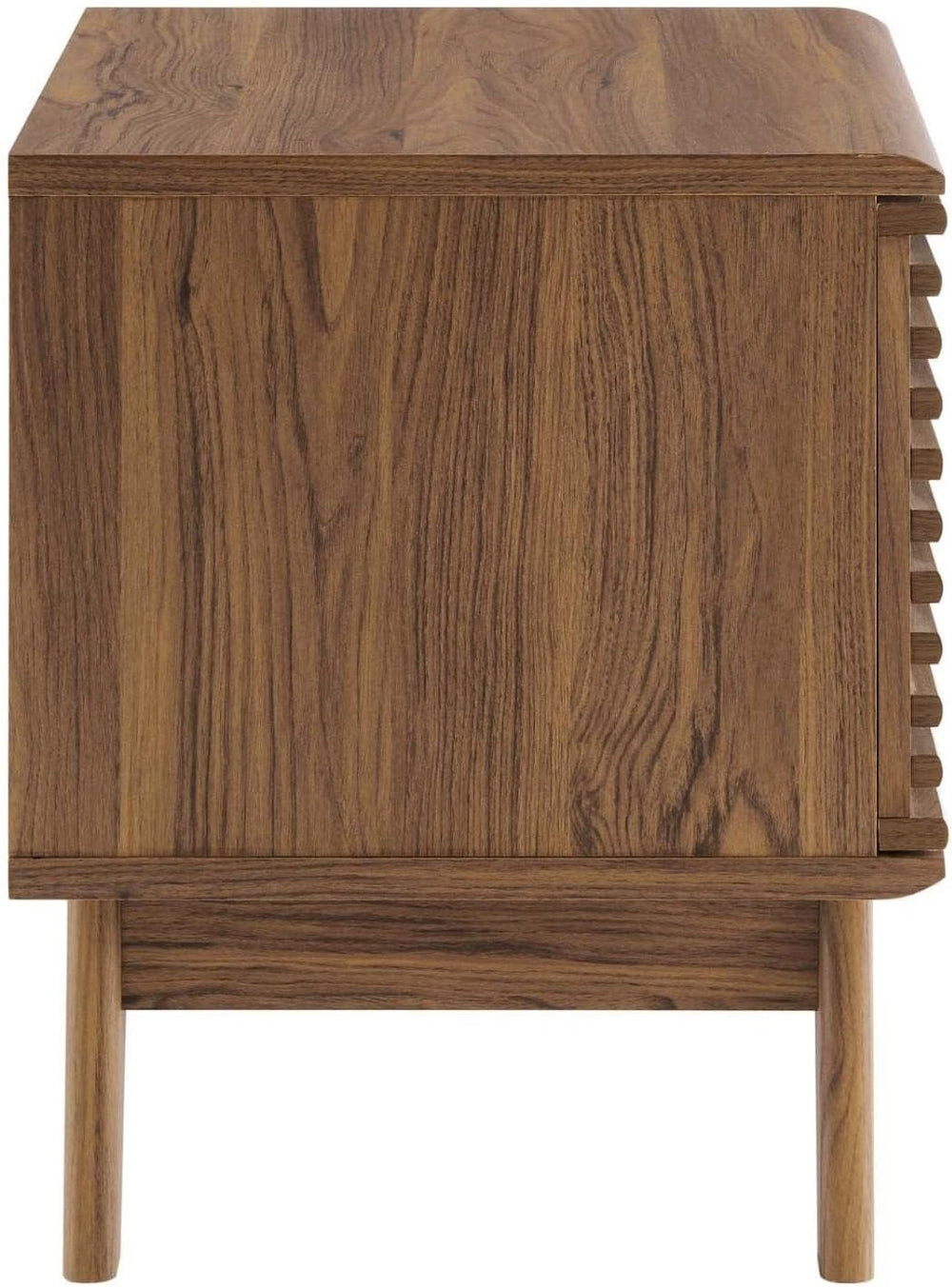 Modway Render Mid-Century Modern 19" Vinyl Record Display Stand in Walnu...