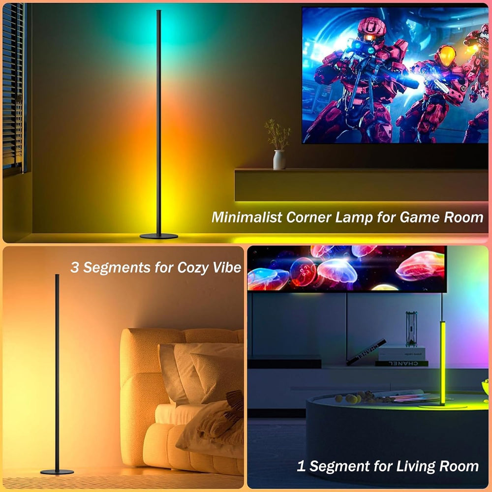 LED Corner Floor Lamp, Ambient Lighting 2 Pack One Connected Pair