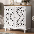 JOINICE 31" Accent Storage Cabinet with Doors for Living Room,White& Walnut