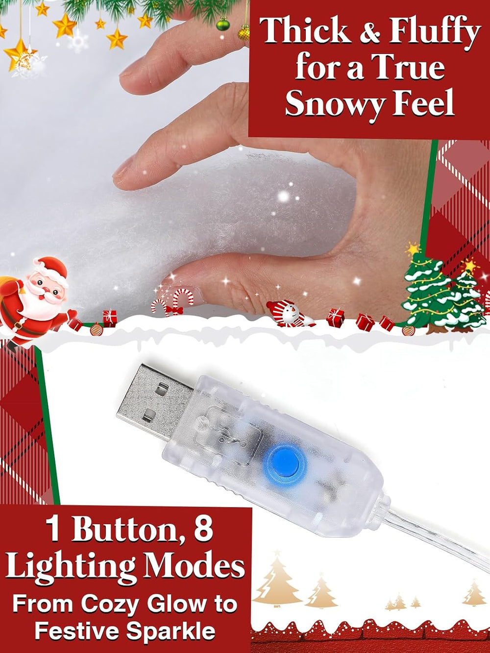 Cosweet LED Fake Snow Blanket for Christmas Village Display, 63'' x 1...