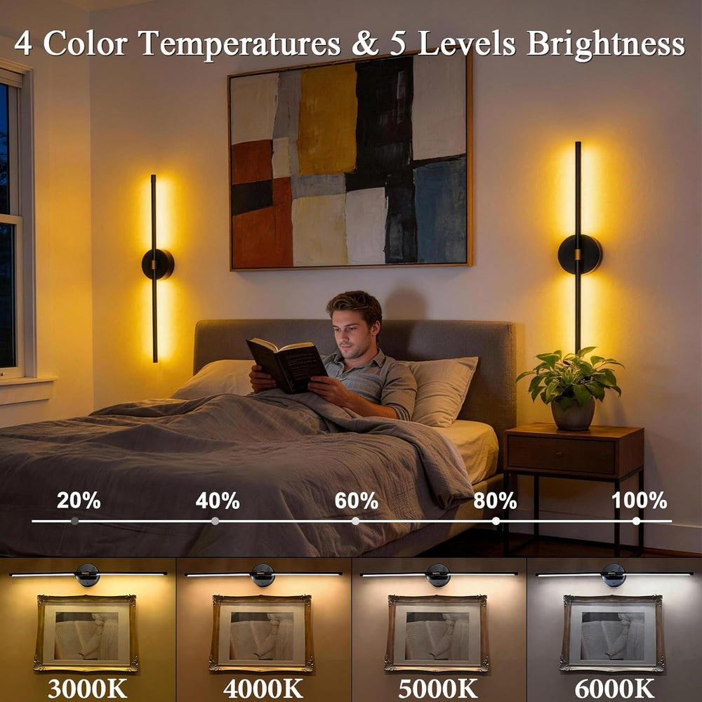 Battery Operated Wall Sconce Set of 2: 10000mAh Wireless Sconces Rechargeable...