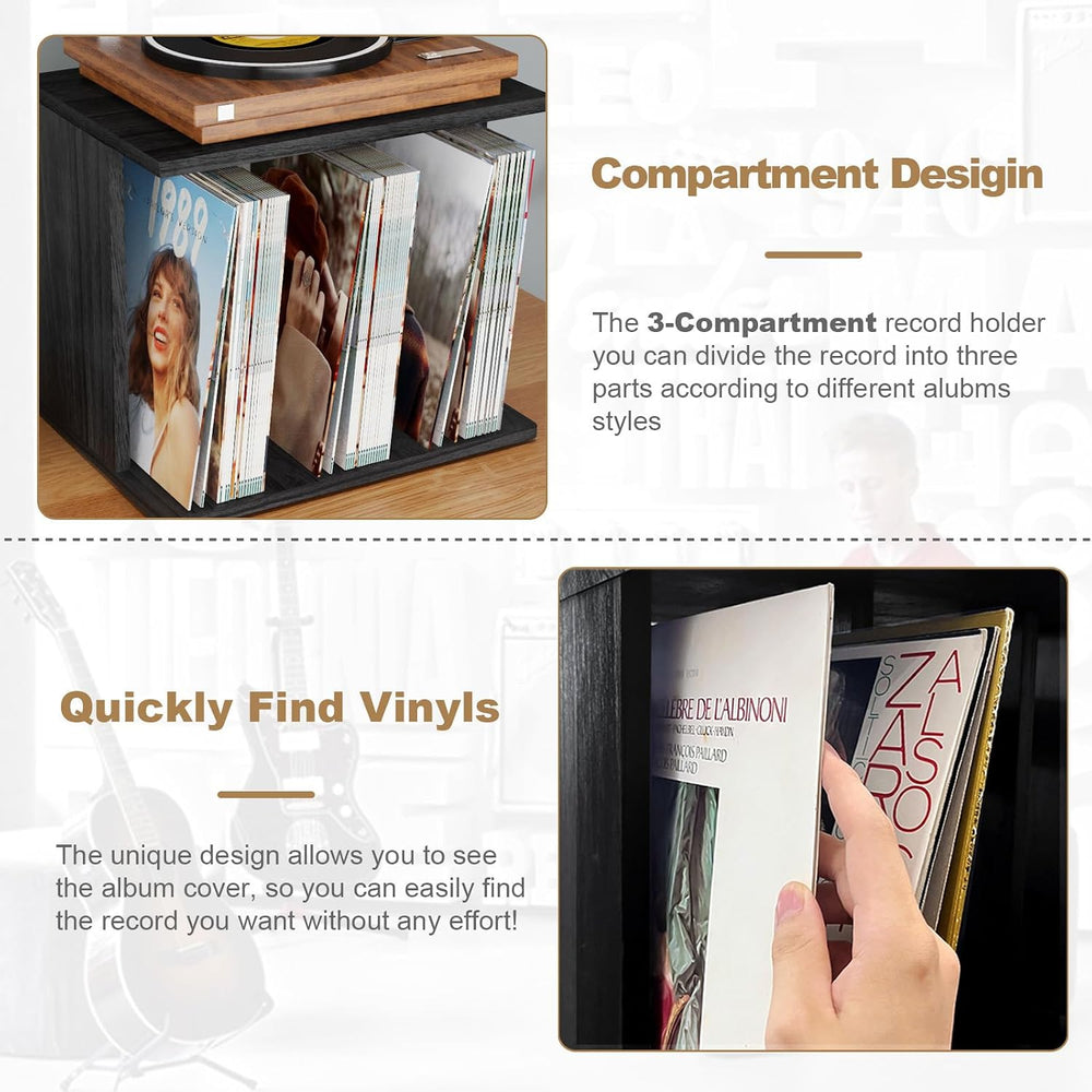 Emfogo Vinyl Record Storage, Record Player Stand Wall Mount Up to 80-100 Albu...
