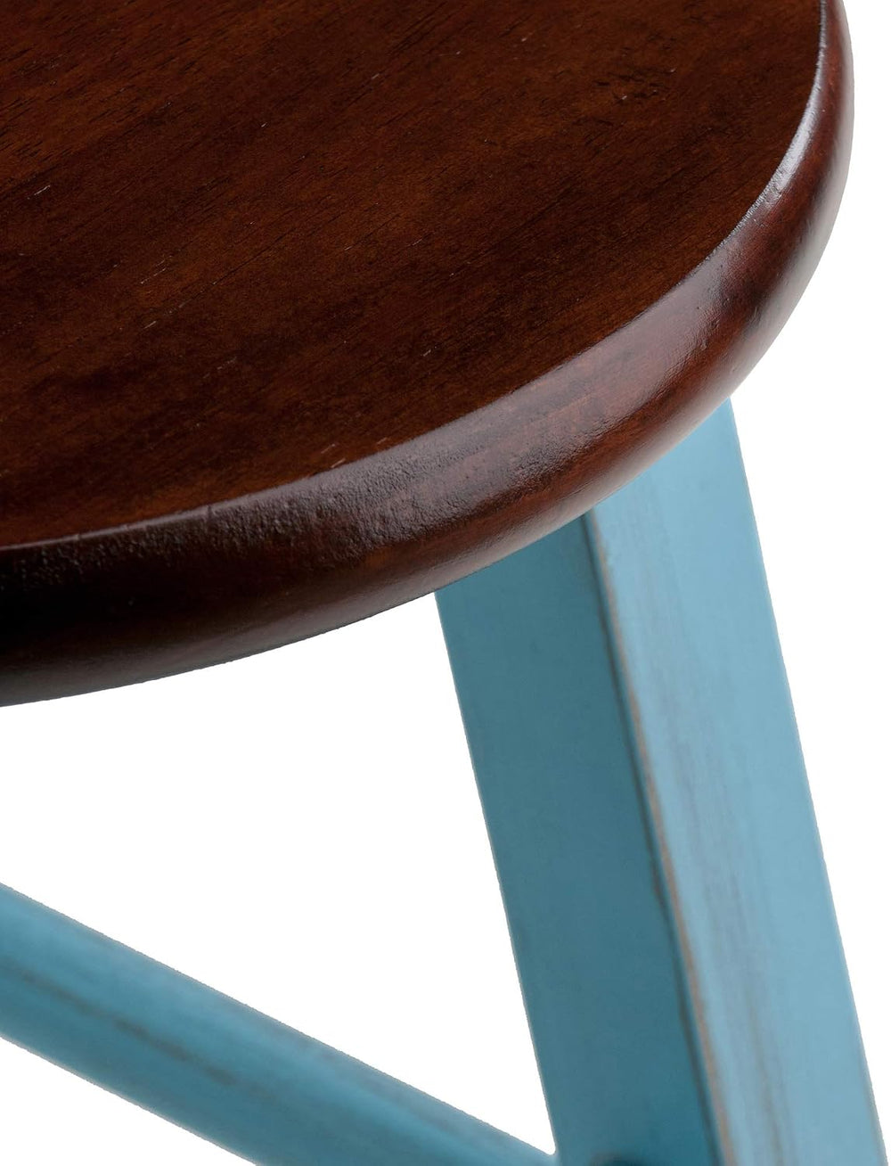 Winsome Ivy Square Leg Bar Stool, Rustic Light Blue and Walnut, 29"