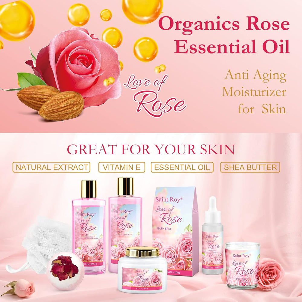 Spa Gifts for Women Rose Spa Gifts Bath and Body Gift Basket Set Care Kit