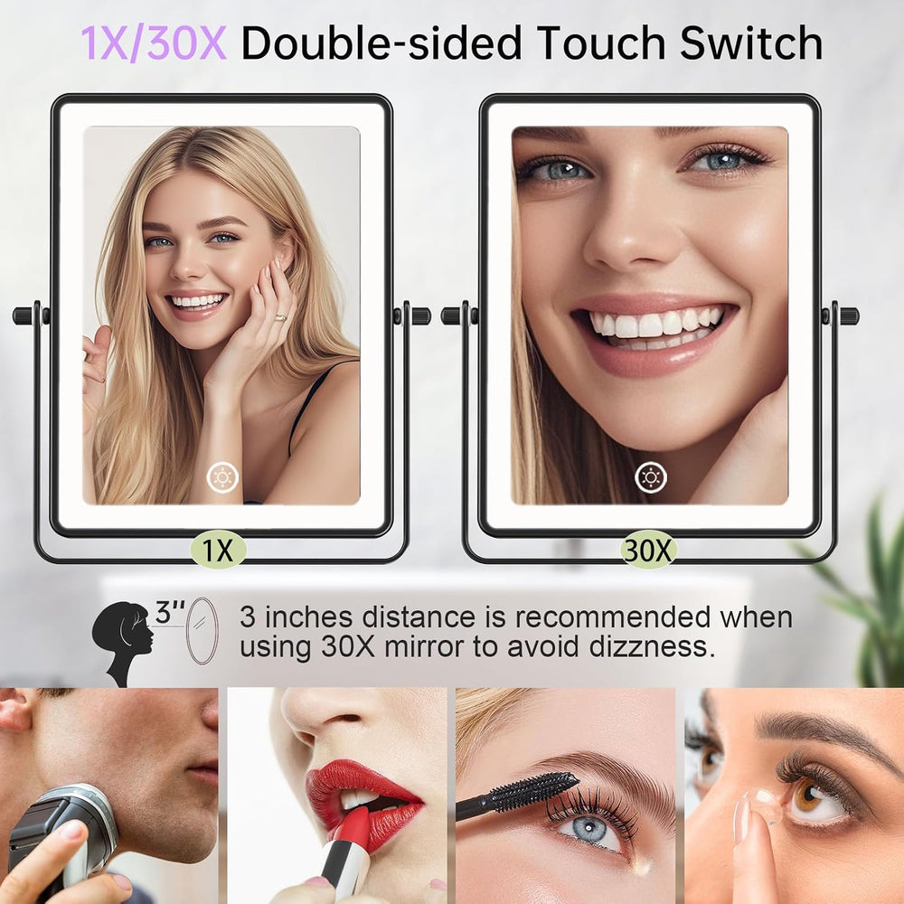 FASCINATE 8.7" 5000mAh Rechargeable Wall Mounted Makeup Mirror (Black)