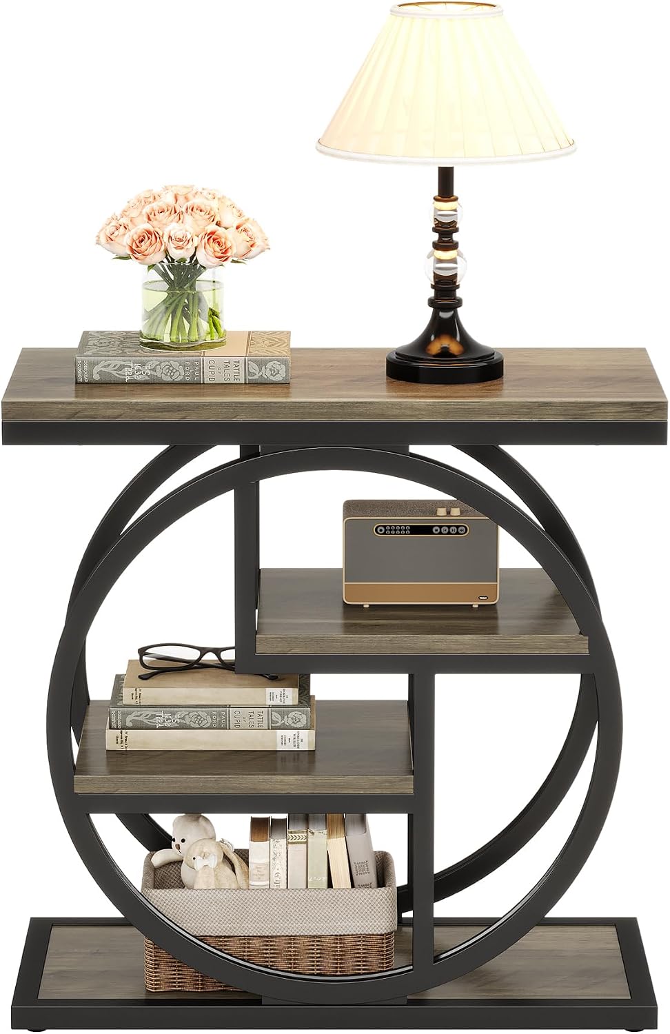 Tribesigns End Table for Living Room, 4-Tier Narrow Side Table with Storage S...