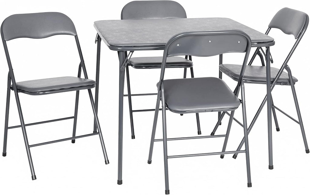 Flash Furniture Madison 5-Piece Folding Card Table and Chair Set, Gray