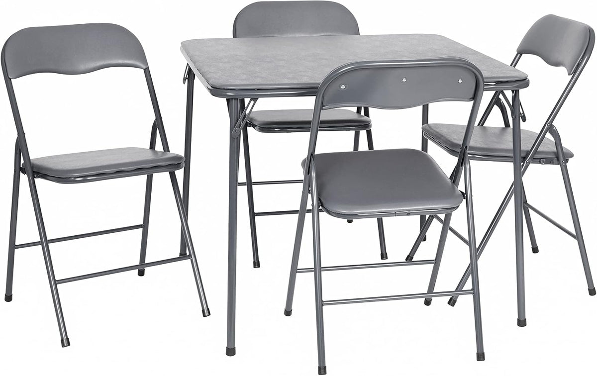 Flash Furniture Madison 5-Piece Folding Card Table and Chair Set, Gray