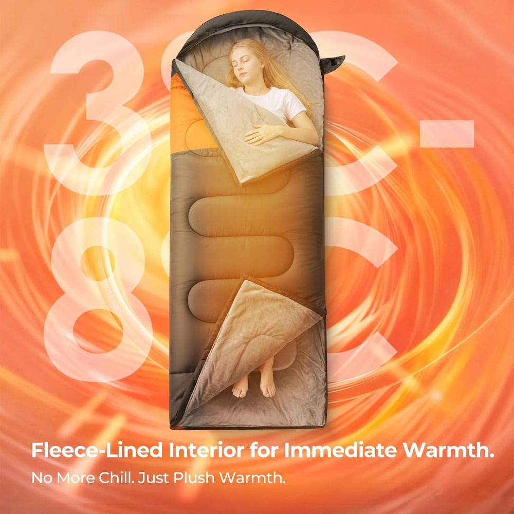 FARLAND Sleeping Bags for Adults Cold Weather & Camping, Fleece-Lined