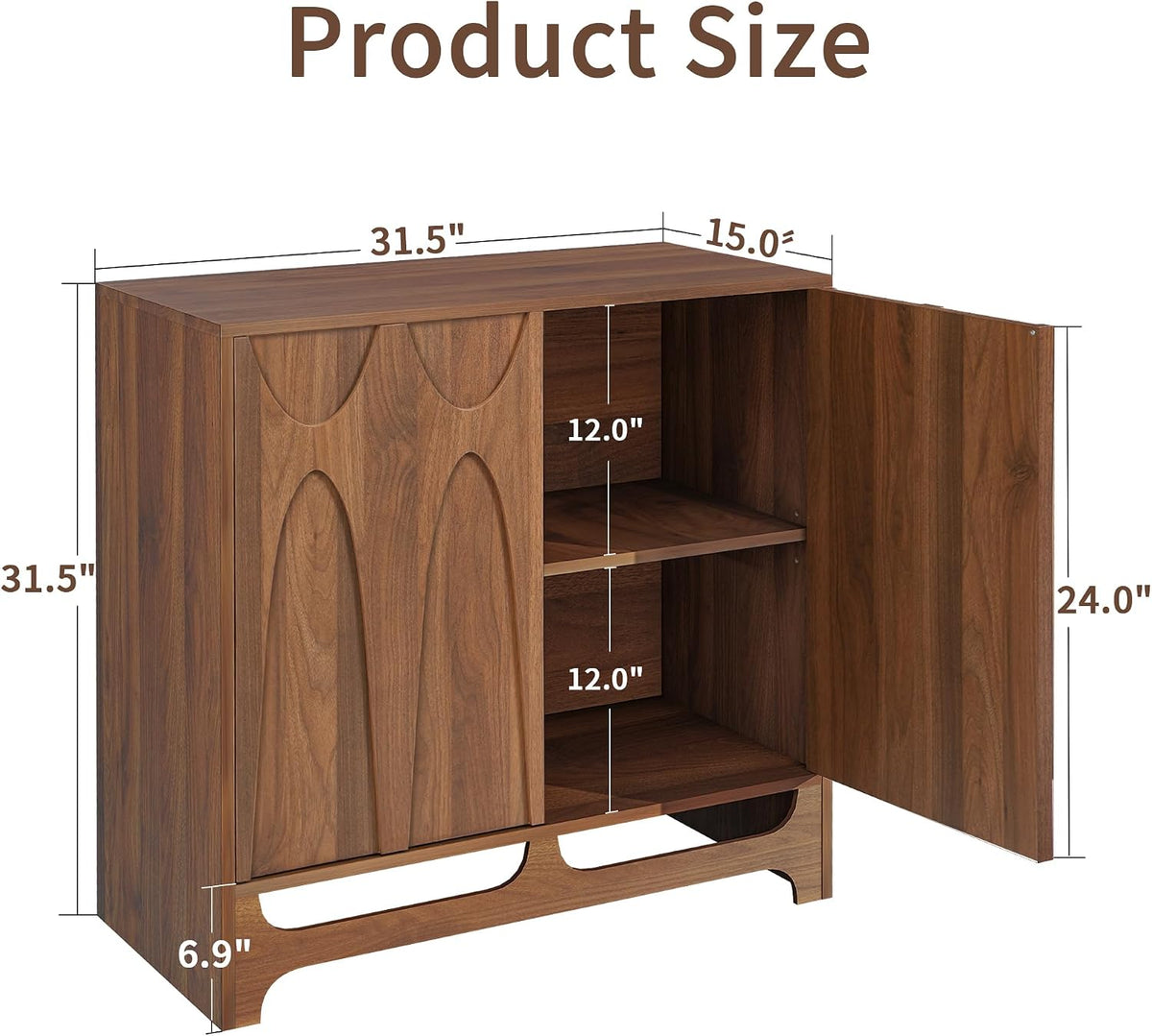 Bifins 31.5” W Walnut Sideboard Buffet Cabinet with Storage